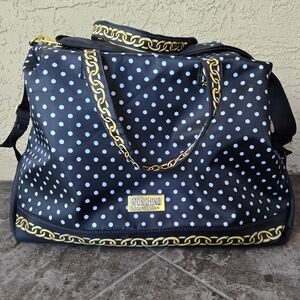 Moschino weekender bag large duffel travel bag black polkadot chain print